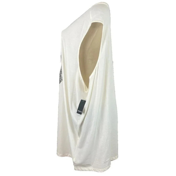 Torrid Plus 6 Eggshell Outdoor Peace Sign Graphic Crew Neck Cotton Tank Tee - Picture 3 of 6